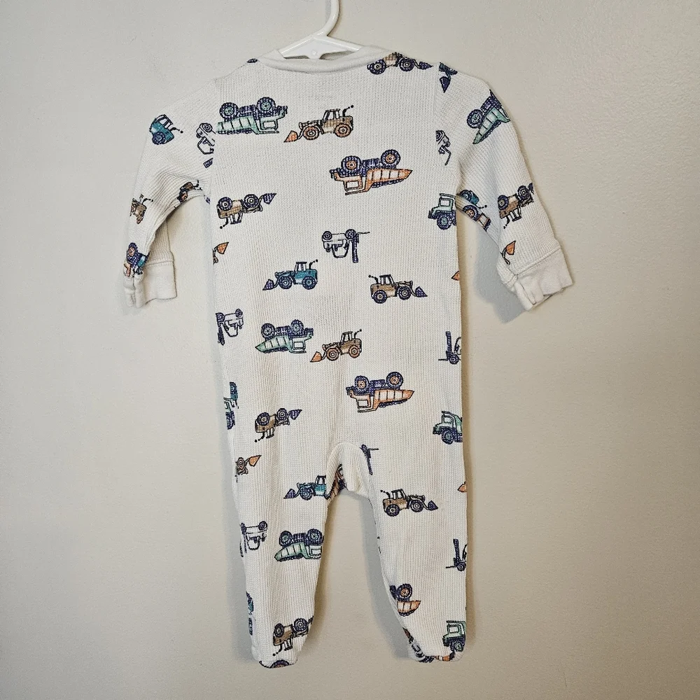 Carter's Baby Car 2-Way Zip Waffle Knit Sleep & Play Pajamas Ivory Vehicles